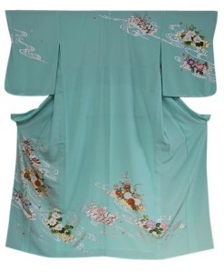 単衣訪問着、観世流水に花筏