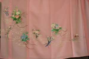 単衣訪問着「流水に花束」 裾模様