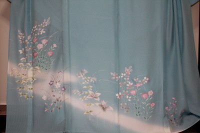 絽、オーダー訪問着、流水秋草、裾模様